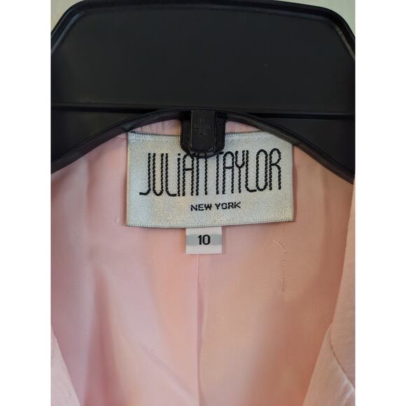 VTG Julian Taylor Women's Pink Polyester Pleated Three-Button Blazer Size 10 - Picture 3 of 5